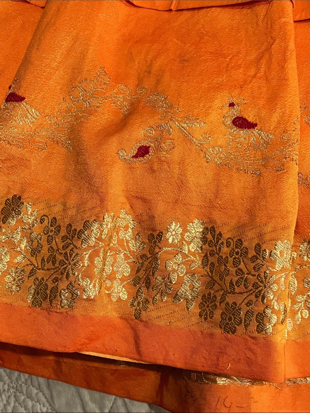 Handmade Orange silk, children's India dress - Size 4T